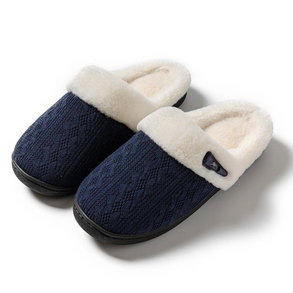 Fashion New Fashion Knnited Plush Slippers for Women Men Fluffy Winter Warm Slippers Lovers Non-slip House Cotton Shoes Couple Slippers