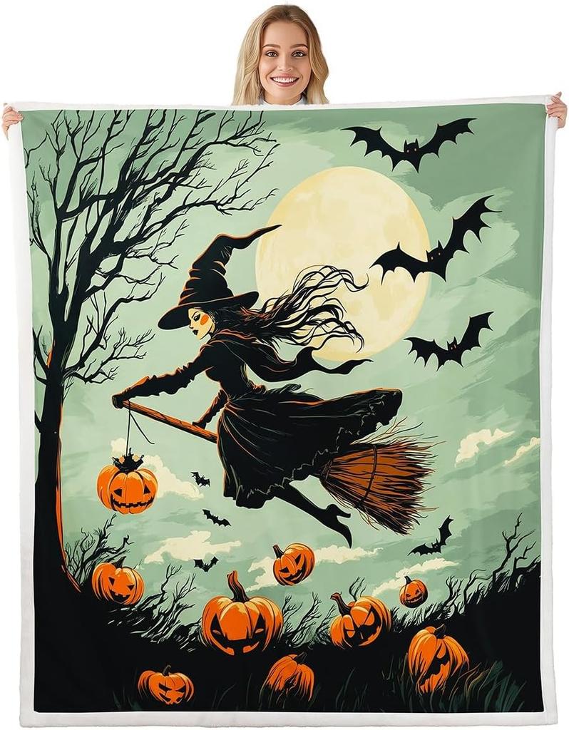GUOYU Blanket Gothic Skull Fleece Blanket Baby Happy Halloween Sherpa Blanket Ghost Skull Goth Fuzzy Plush Throw for Adults Men WomenHorror