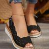 Summer Women's Peep Toe Wedge Sandals New Retro Paltform Casual Sandals for Women Outdoor Beach Shoes Ladies Heeled Sandalias