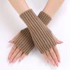 Women Long Fingerless Gloves Knitted Mitten Hand Warmers Winter Warm Wool Knitting Half Finger Gloves Unisex Arm Sleeve