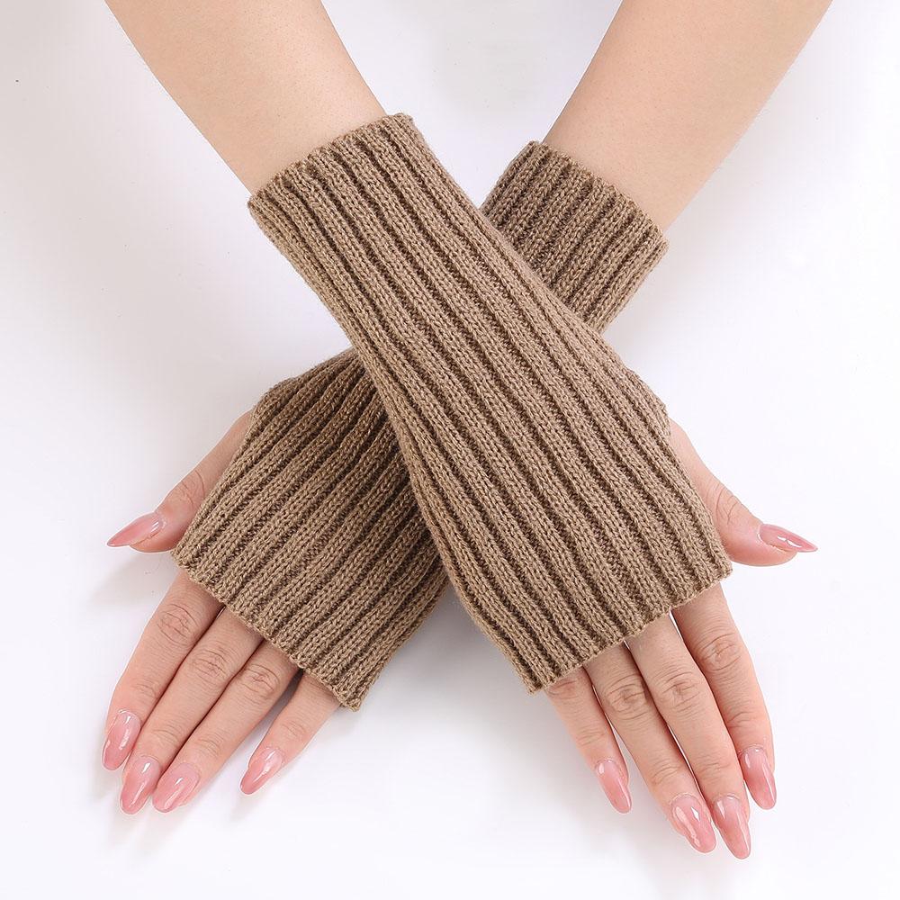 Women Long Fingerless Gloves Knitted Mitten Hand Warmers Winter Warm Wool Knitting Half Finger Gloves Unisex Arm Sleeve