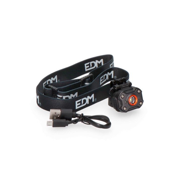 Налобный фонарь - E3-36417 - 1 светодиод 8 Вт - 400 лм - Перезаряжаемый через USB - Черный