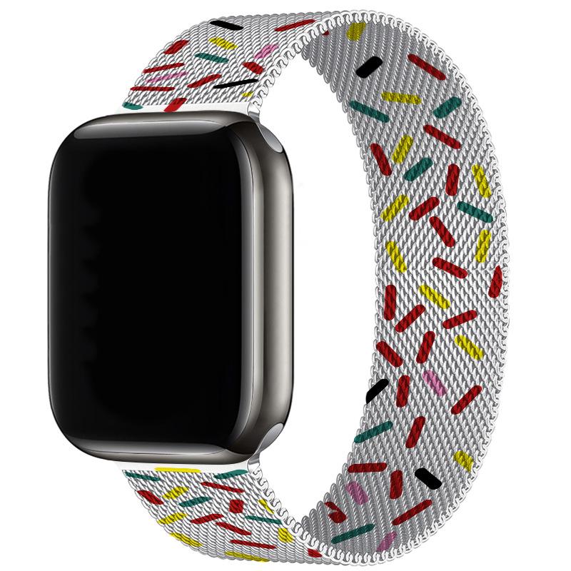 Совместим с Apple Watch S10 Магнитный стальной миланский ремешок для iWatch 5-9 SE.