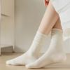 Women Spring and Summer Pure Cotton Breathable Deodorizing Moon Son Boneless Tube Stack Socks