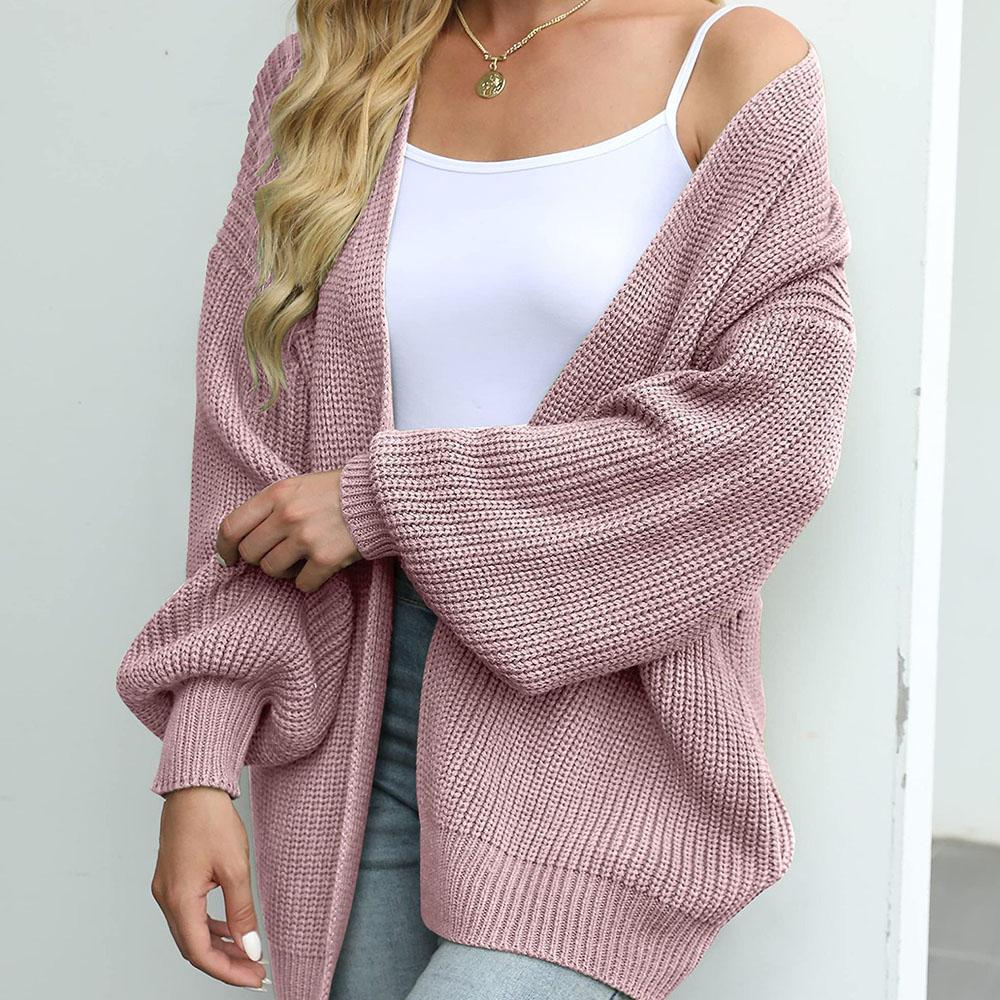 Women Autumn Long Lantern Sleeve Cardigan Sweater Casual Streetwear Fall Tops Coat