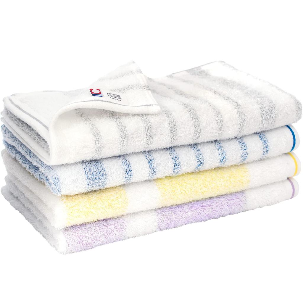 Bloom Imabari Long Face Set of Natural Quick Dry 32 X Made In Japan Towel, Towel, 4, Border, Absorbent, Drying, Room, Soft, 110, 100% Cotton,