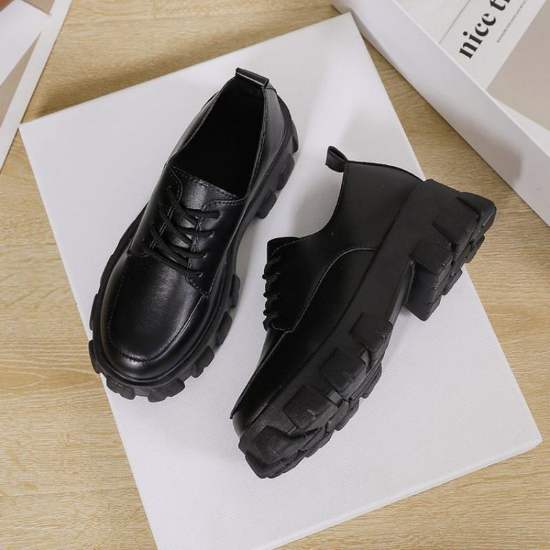 Lace-up Small Leather Shoes Women's New Spring Student Retro Platform Single Shoes Small Muffin Shoes Women