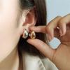 Двухцветные серьги-капли золотого и серебряного цвета, стерлинговое серебро s925, простые и модные, U-образные, двусторонние, серьги-гвоздики