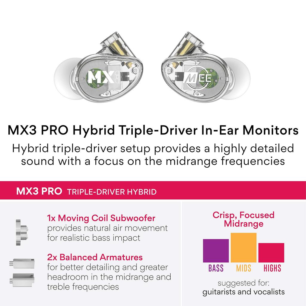 MEE audio MX3 PRO CL wired earphones in-ear