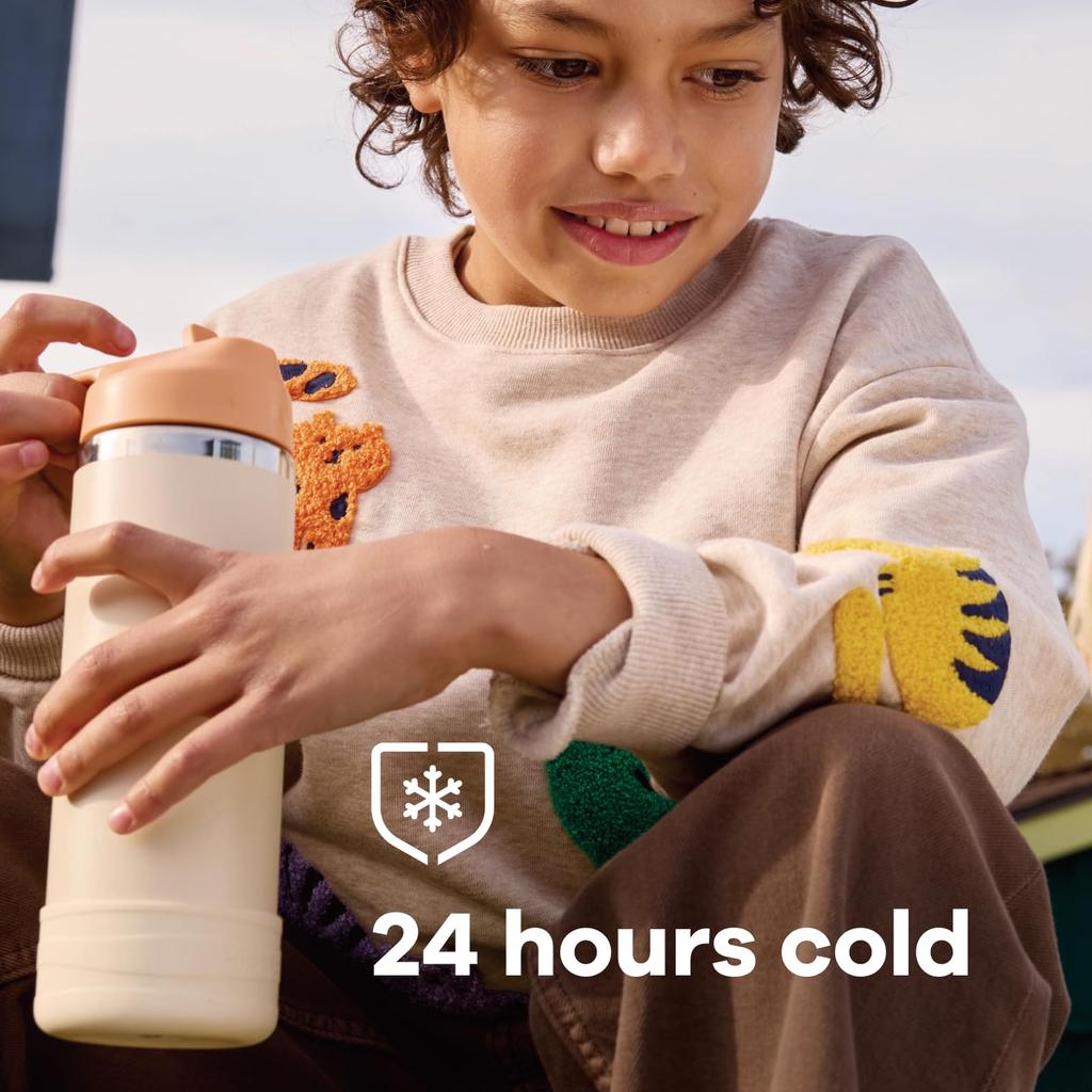 Kids' Stainless Steel Wide Mouth Bottle, 18oz (532ml), Seaspray Insulated Water Bottle (Official Japanese Product)