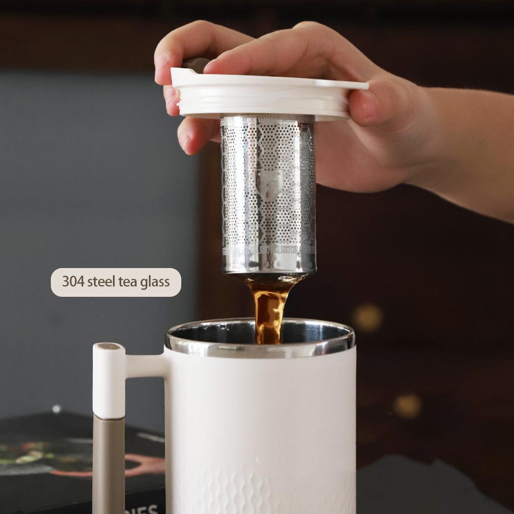 Портативная двухслойная кружка для кофе с защитой от ожогов из нержавеющей стали 304 с ручкой и крышкой, герметичные термокружки