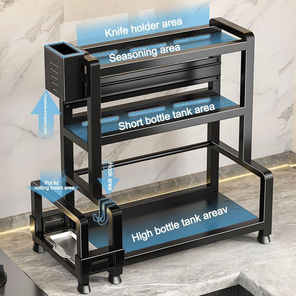 Durable 2/3 Tier Spice Rack Rustproof Multi-function Seasoning Rack Kitchen Shelf for Kitchen Storage