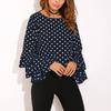 Dot Flared Sleeve Top Large Size Chiffon Shirts Women’s Blouses & Shirts