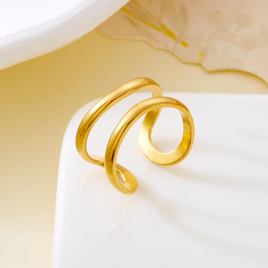 Vintage Gold Color Starfish Shell Rings for Women Stainless Steel Ocean Series Flower Stars Whale Adjustable Finger Ring Jewelry