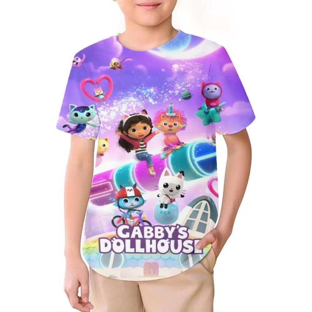 3D T-shirt 2026 NEW Gaby's dollhouse Cartoon Print Clothing Tops Short Sleeves Sports Fashion Streetwear Manga Comic Tees Toddler 3D Printed Anime