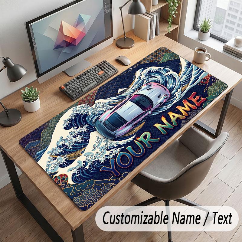 Abstract Geometric Theme Customized Mouse Pad Personalized Print Name Text Desk Mat For Home Office Table Decor