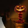 Halloween Pumpkin Light Resin Skeleton Ghost Witch Pumpkin Lantern Gothic Curved Pumpkin Night Light for Home Tabletop Desk Decor