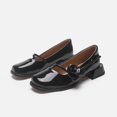 Женские черные туфли Мэри Джейн TRAF, модные туфли Lefu с цветочным декором, туфли из лакированной кожи в стиле ретро, туфли-лодочки Chaussure Femme на маленьком каблуке