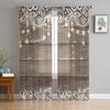 Brown Plank Lace Modern Tulle Curtains For Living Room Bedroom Home Kitchen Window Sheer Curtains