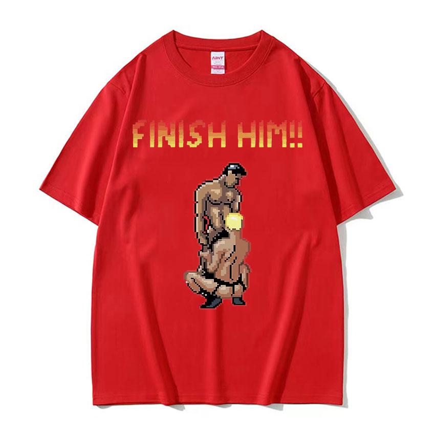 Модная футболка с принтом 'Finish Him Gayming 8bit Gay' для мужчин, готическая одежда, летняя футболка, унисекс, с круглым вырезом, хлопковая футболка, топы