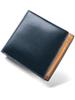 Bifold Wallet Genuine Leather Navy [Uneven] Men's