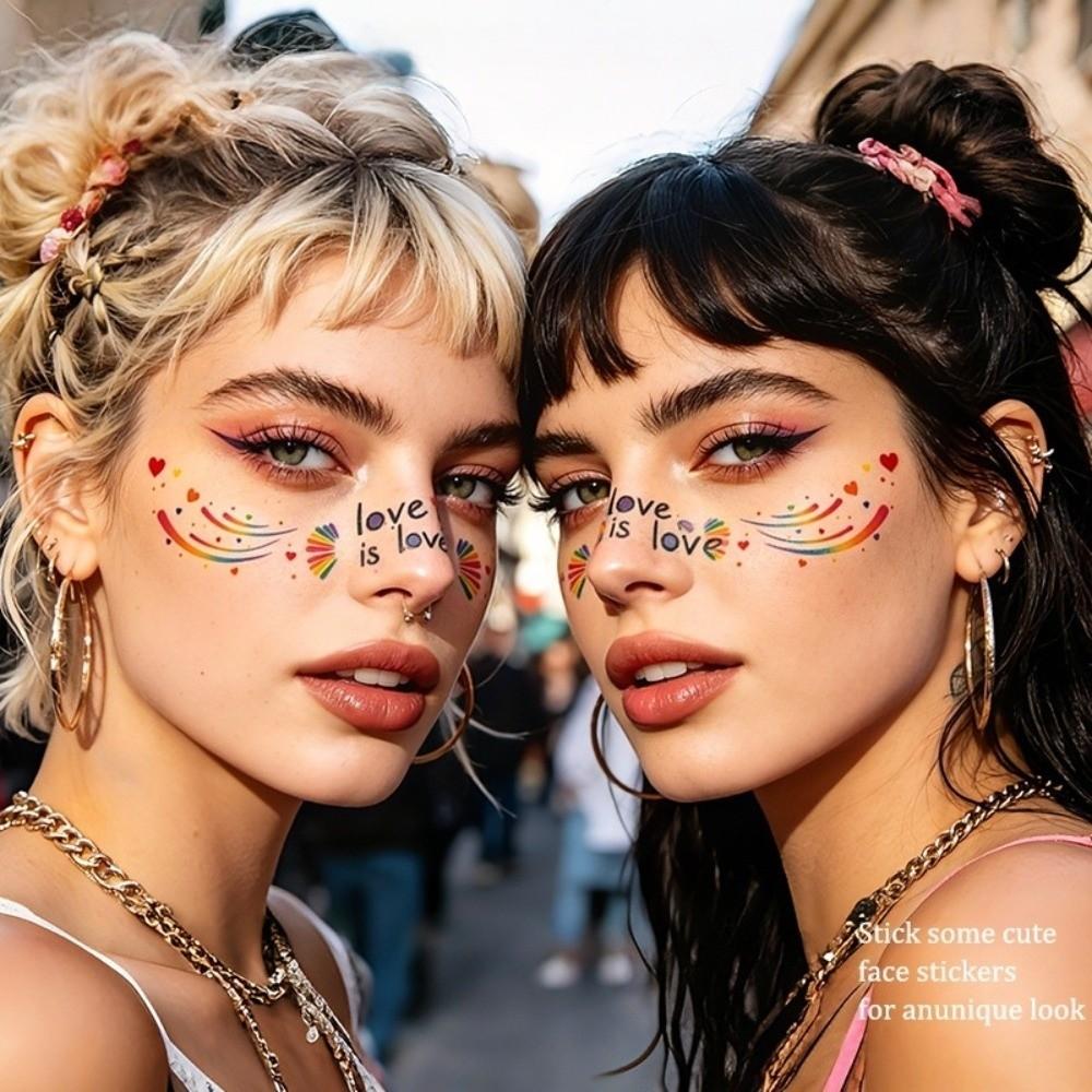 Waterproof Rainbow Freckles Face Tattoo Facial Art Makeup Stickers Pride Month