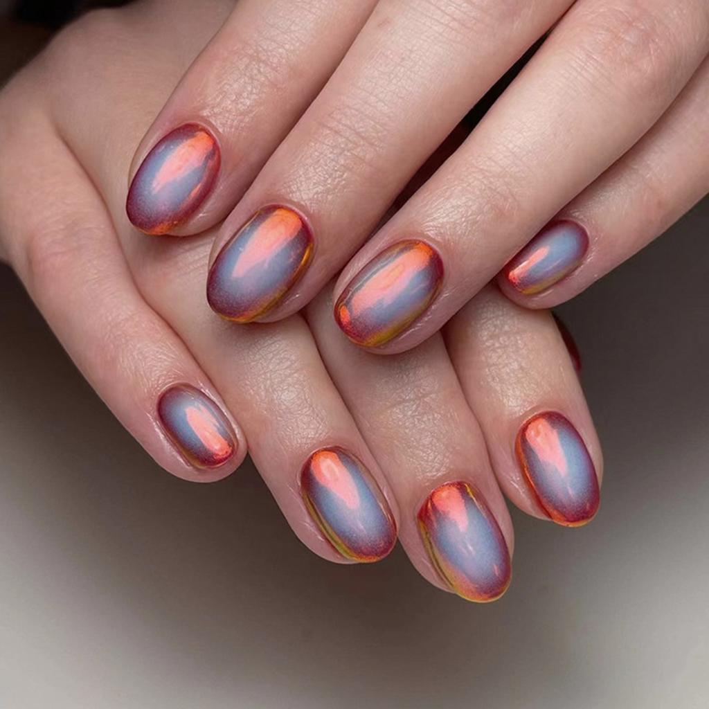 Aurora Short Round False Nail No Fading Long Lasting Resin False Nail for Lady Beauty Nail Makeup