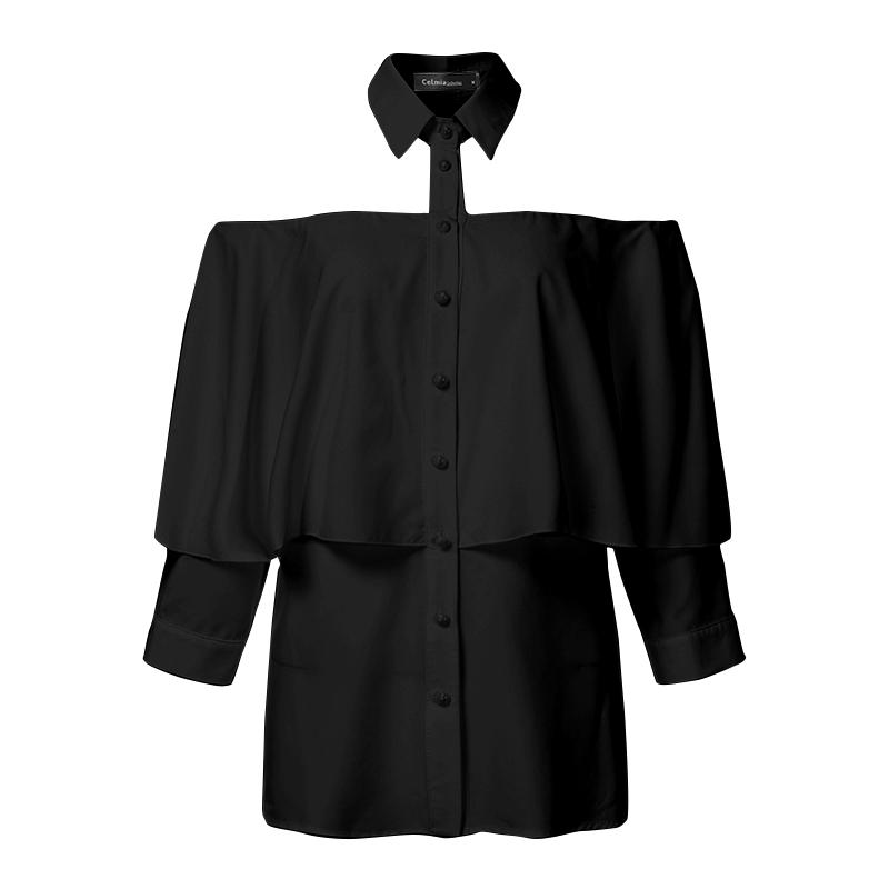 Celmia Женская модная тонкая блузка с открытыми плечами, сексуальные рубашки, женская блузка с длинным рукавом, топы без бретелек, большие размеры