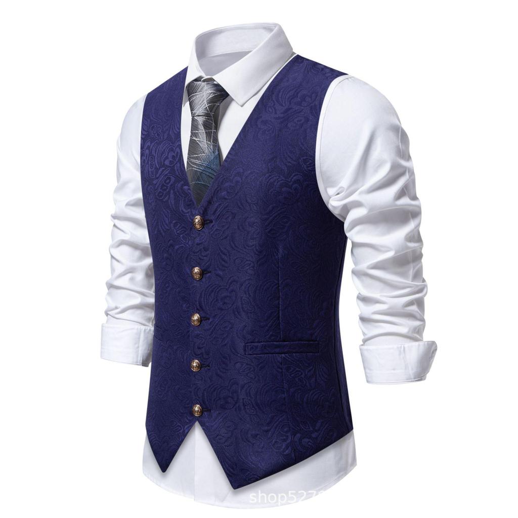 European Men's Halloween Jacquard Suit Vest for Stage Performance