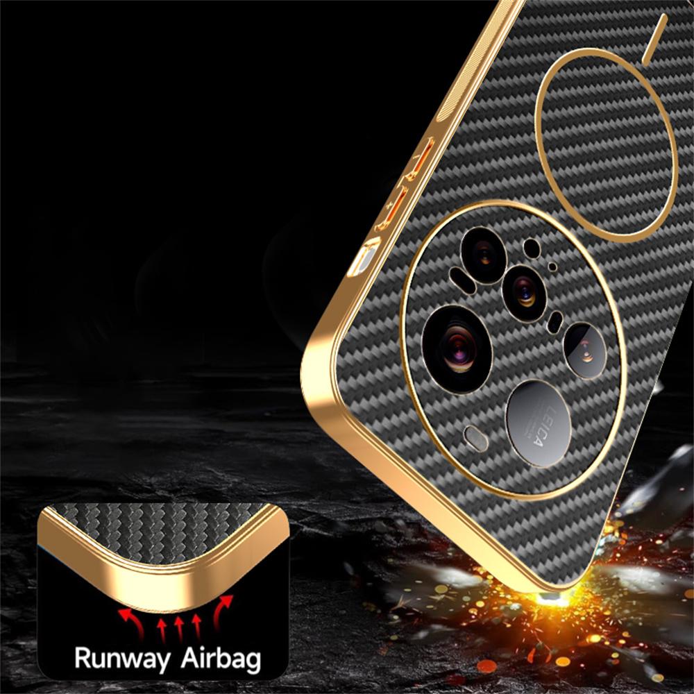 For Xiaomi 15 Ultra Phone Case Carbon Fiber Textured Electroplated TPU Back Cover