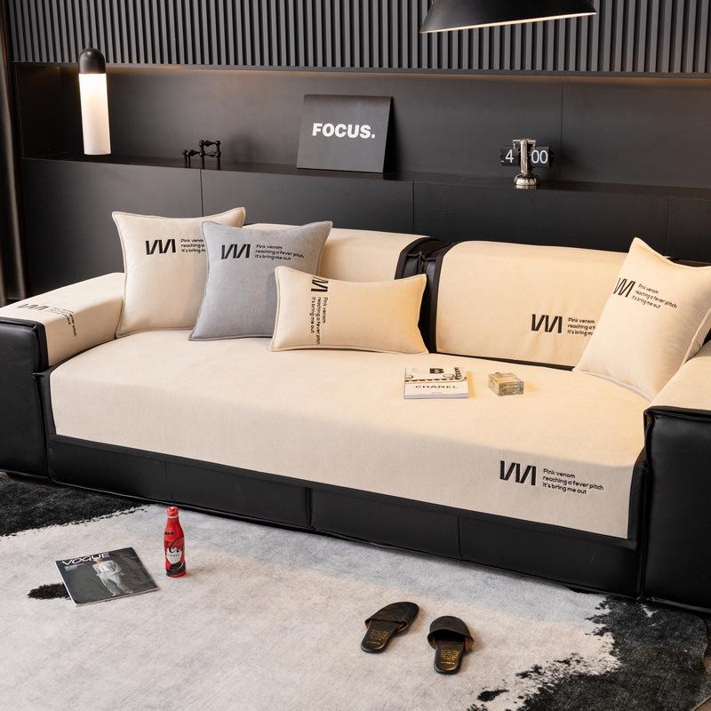 Легкий роскошный чехол для дивана из шенилла с вышитыми буквами для дивана в форме буквы L, чехол для кресла, защитная мебель