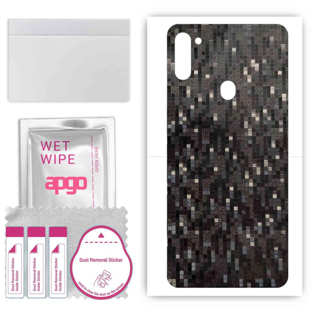 apgo Защитная наклейка-скин для задней панели, совместимая с Samsung Galaxy A11, Пленка-обертка, Фольга, Винил - Узор Карбон Черный Пиксель