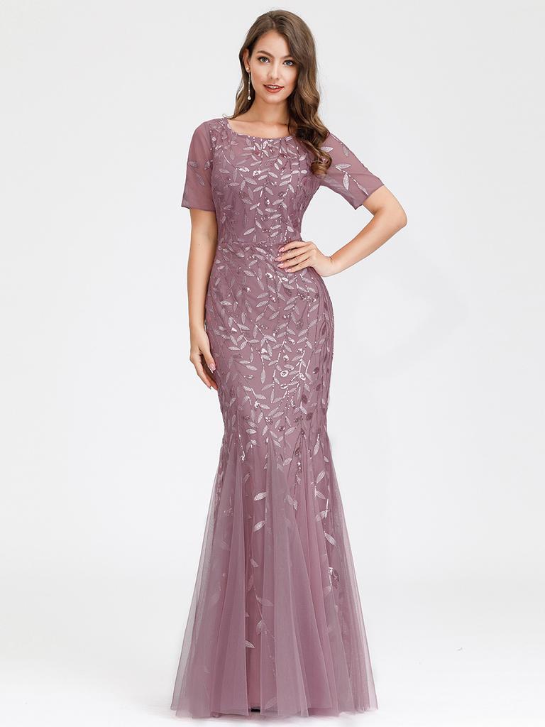 Вечернее платье из тюля Ever-Pretty Illusion с вышивкой «рыбий хвост»