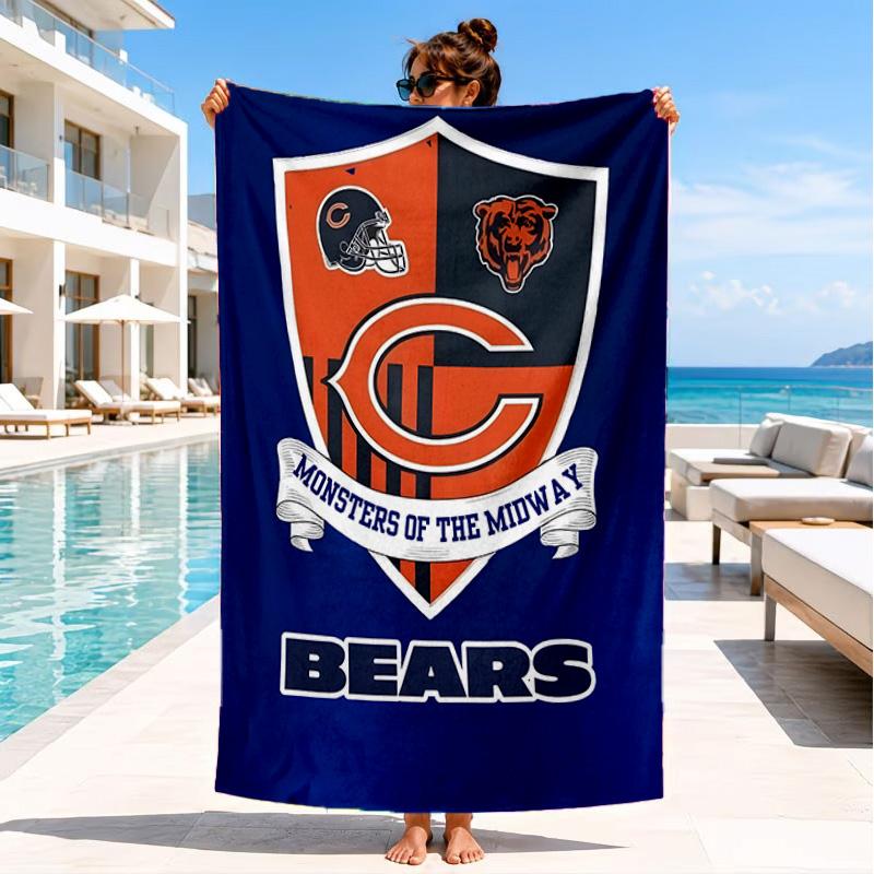 Chicago Bears Beach Towel, Quick-drying, Easy to Care for, Suitable for Both Fitness and Beach Vacations,Sports Essential