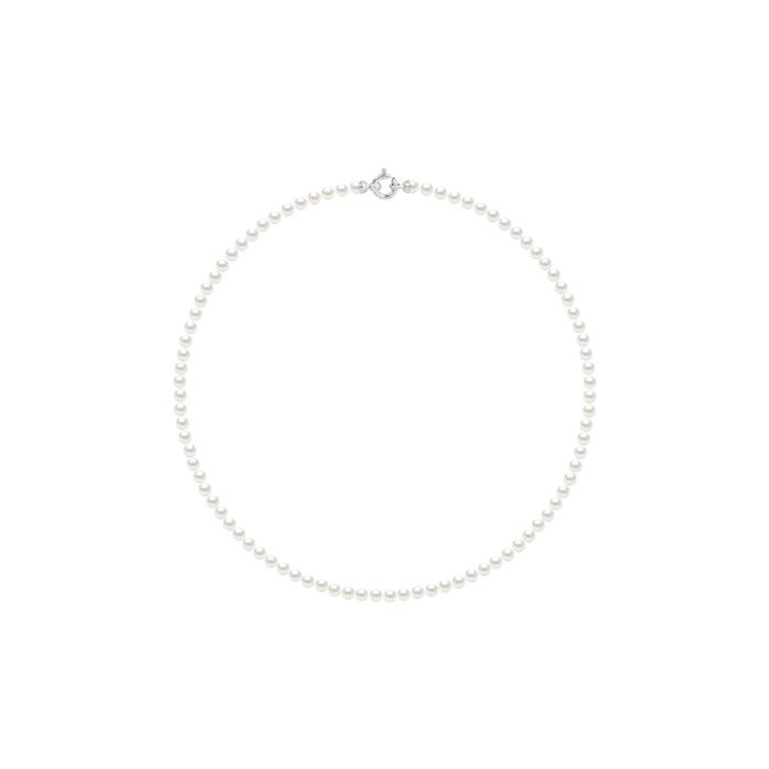 Collier - PEARLS & COLORS - Prestige - Perles d'eau douce 4-5 mm - Perles blanches AAA+ - Or blanc 9 ct