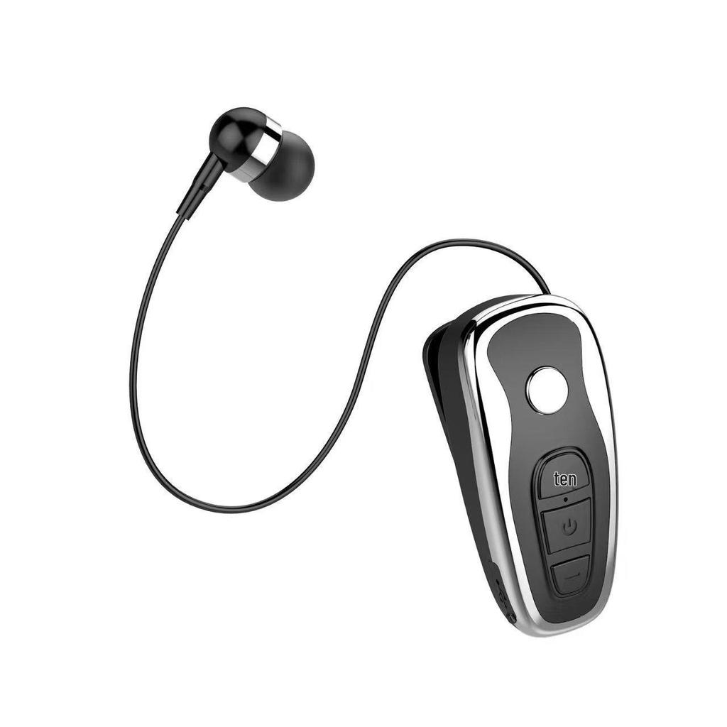 Clip-On Bluetooth Headset with Digital Display, Stereo Sound, Long Battery Life, and Retractable Cable