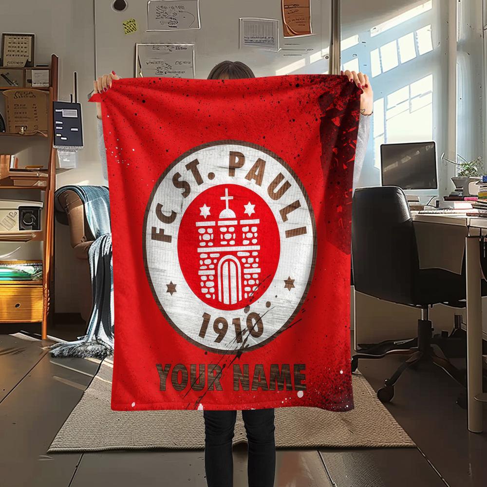 Custom Name FC St. PauliFlannel Blanket, High quality Comfortable for All Seasons, Home Decor, Warmth and Comfort