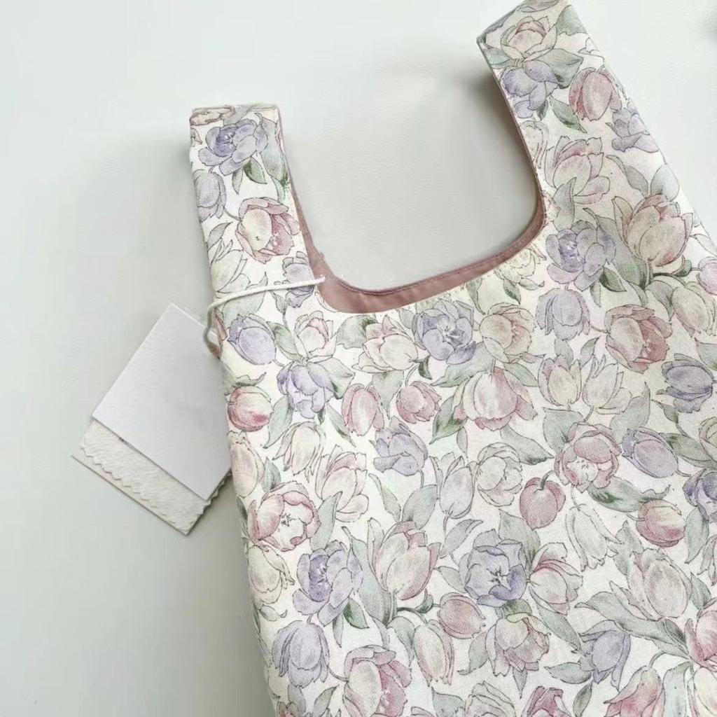 Eco-Friendly Tulip Flower Folding Tote Bag Portable Foldable Shoulder Medium Bag Large Cloth Bag Tote Bag