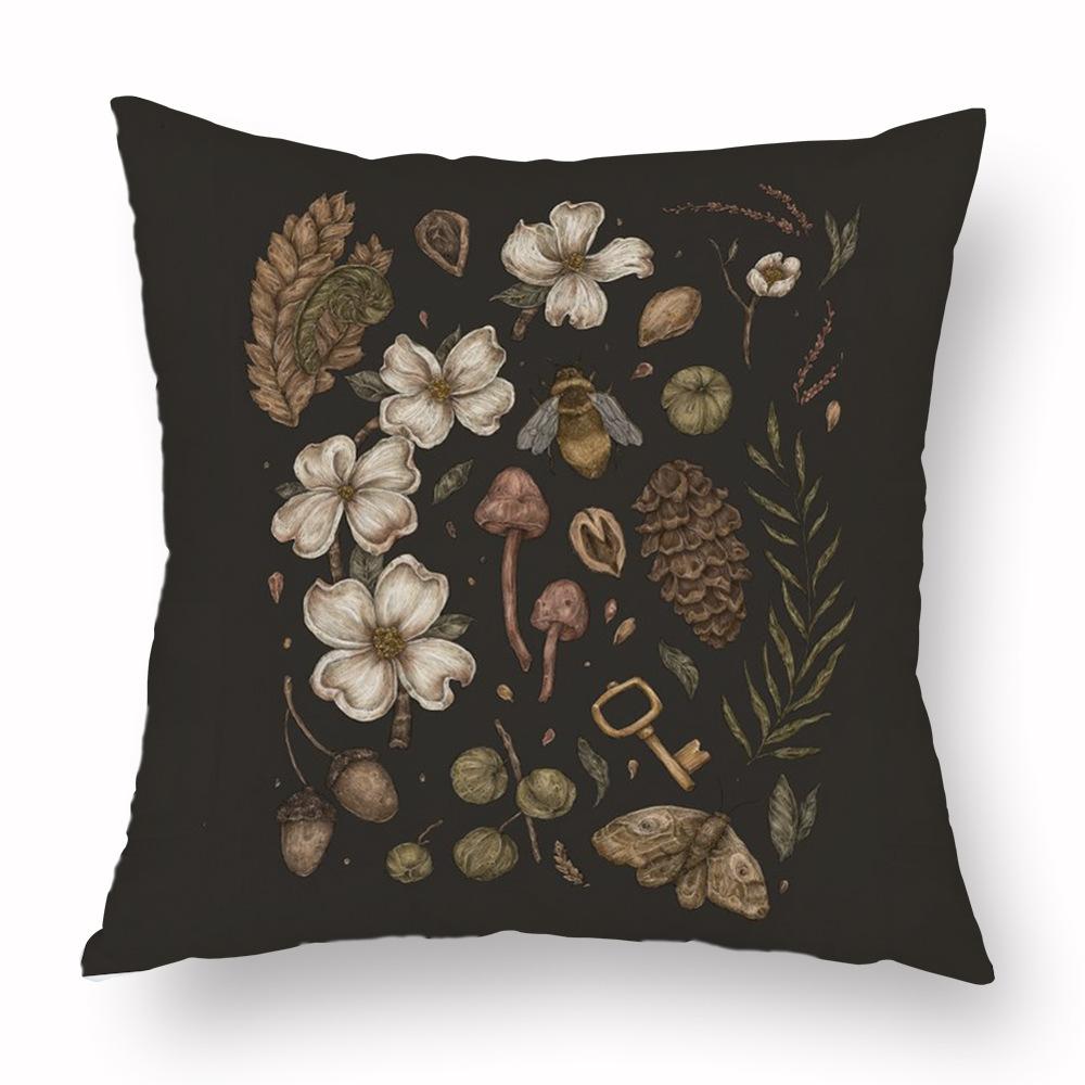 Наволочка с цветком лисы, подушка с принтом черепа животного, диван, мягкая наволочка в стиле ретро, ​​наволочка для гостиной, спальни, домашнего декора