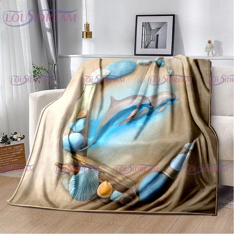 Dolphins Blanket Ocean Animal Sea Life Super Soft Warm Print Throw Blanket for Kids Adult Office Bed Sofa Couch Napping Blanket