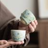 Расписанный вручную набор гайваней с бабочками для чая, фарфоровая китайская зеленая супница, чайная миска для чая в стиле кунг-фу