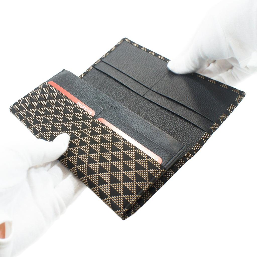 Inden Long Bundle with Coin Black Background X White Wave Scale Pattern [Indenya] Wallet, M, Purse, Deerskin, Lacquer, 2109-11-118