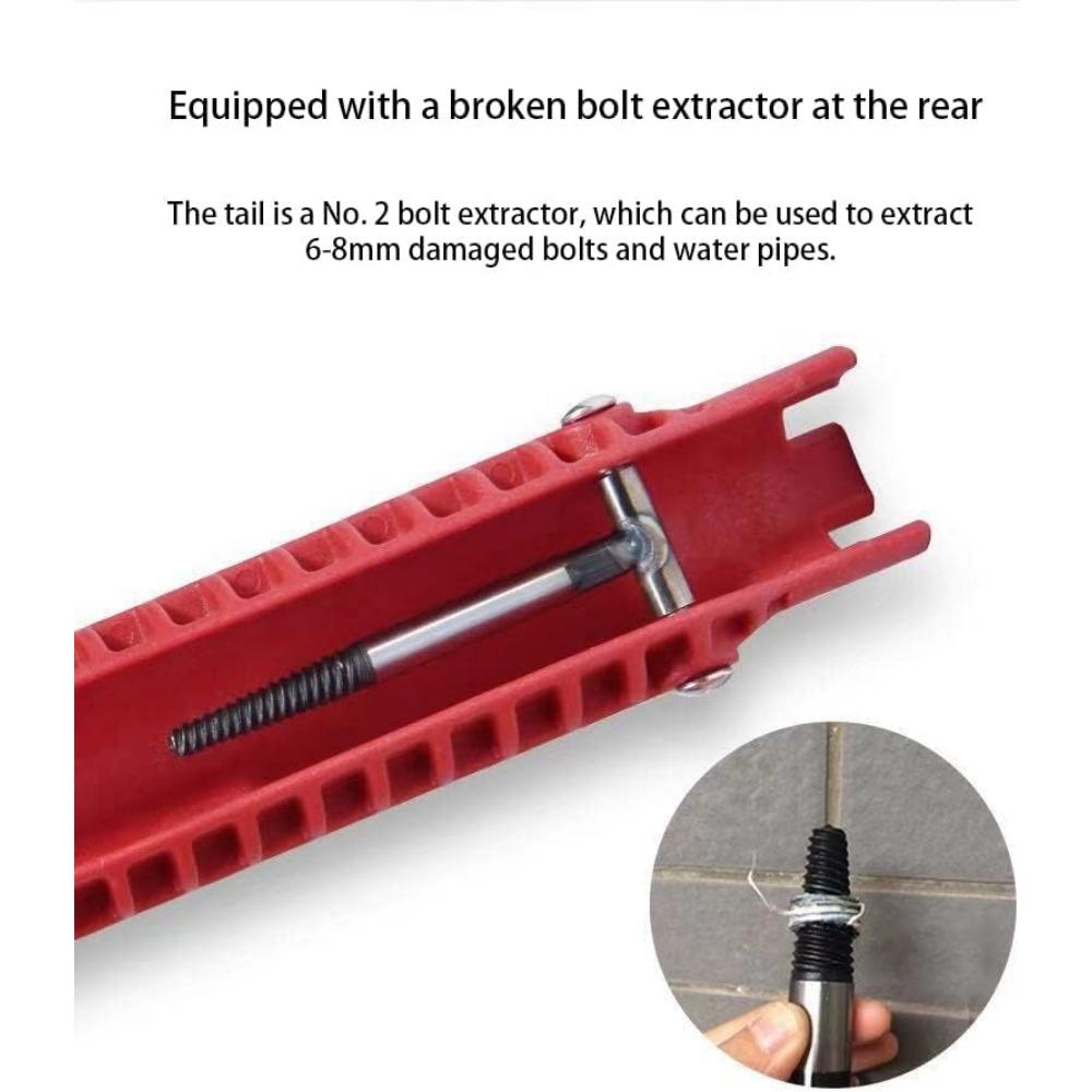 8 In 1 Multifunctional Sink Bathroom Wrench,Plumbing Installation Tool Household Water Pipe Faucet Washing Basin Corner Valve Sink Repair Removal Tool