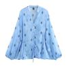 Kaslead New Women clothes Western Style Fashion Simple Lace Waist Hugging Chiffon Long sleeve Shirts