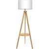 Деревянный торшер-тренога TOMONS с полкой и лампой E27 8 Вт - Скандинавский стиль