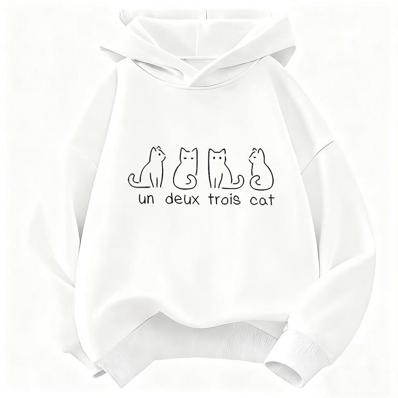 Fun and Cute Cat-Print Hoodie – Warm, Fleece-Lined, Thickened Casual Sweatshirt for Kids (Autumn/Winter); Suitable for Boys and Girls; Harajuku Style.