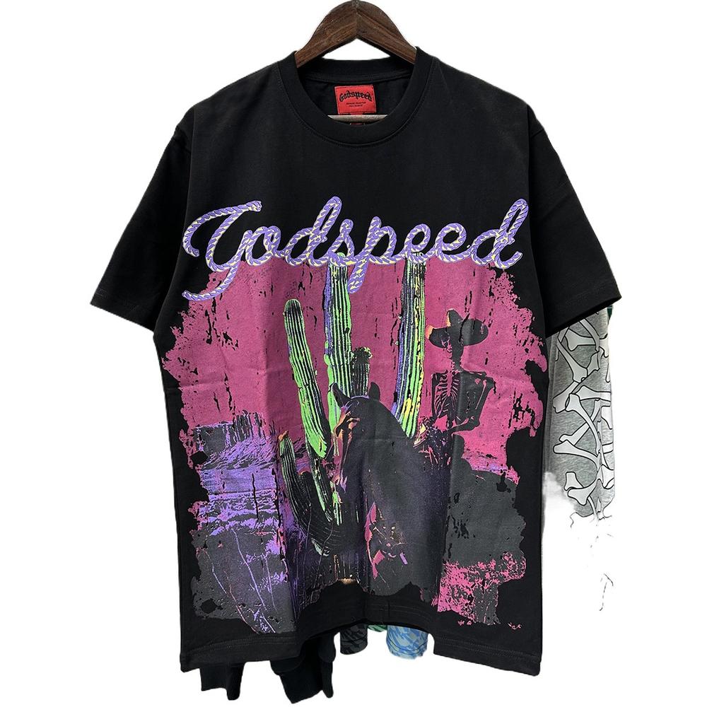 Godspeed American High Street Loose Teen Couple Crew Neck Pullover Casual Commuter ins Short Sleeves