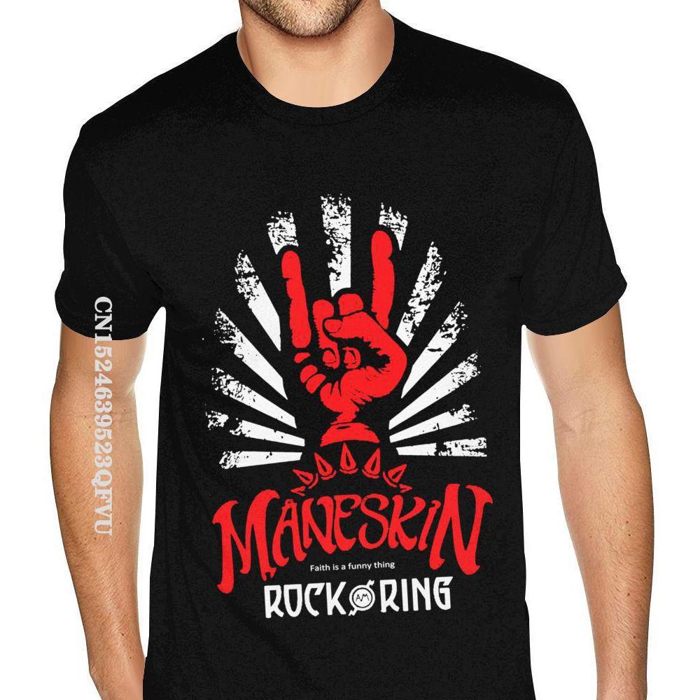 Черная футболка Maneskin Best Rock Am Ring Мужская Винтажная Хлопковая Черная Футболка с Круглым Вырезом Camisa Уличная Одежда Оверсайз Футболки Харадзюку