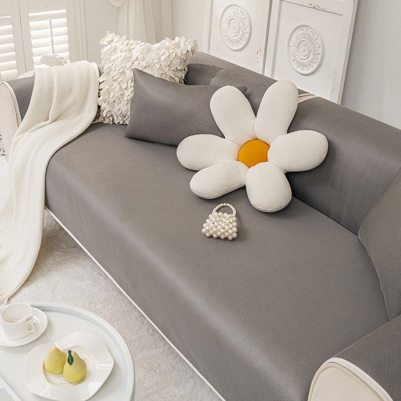 Чехол для дивана из нескользящего однотонного материала для гостиной, летний чехол для диванной подушки из ледяного шелка, простой чехол для дивана