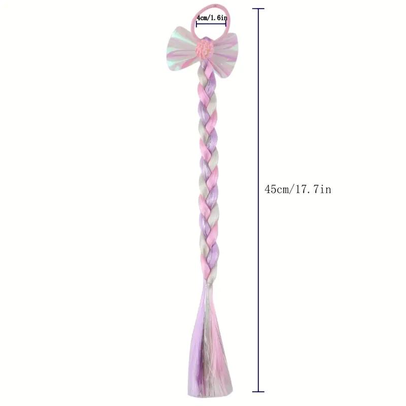 6 шт., цветные косы для наращивания волос с резинками, банты, радужные разноцветные синтетические шиньоны, блестящие плетеные наращивание волос